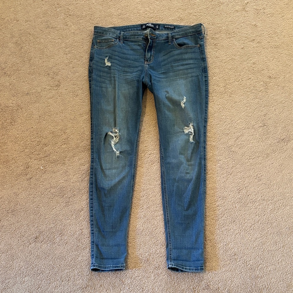 Hollister Women's Blue Ripped Skinny Jeans